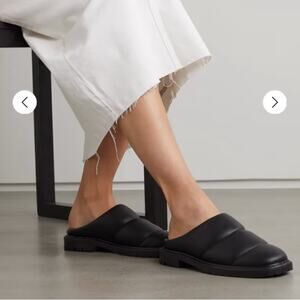 STAUD Astro Quilted Vegan Leather Mules Slides Black size 40